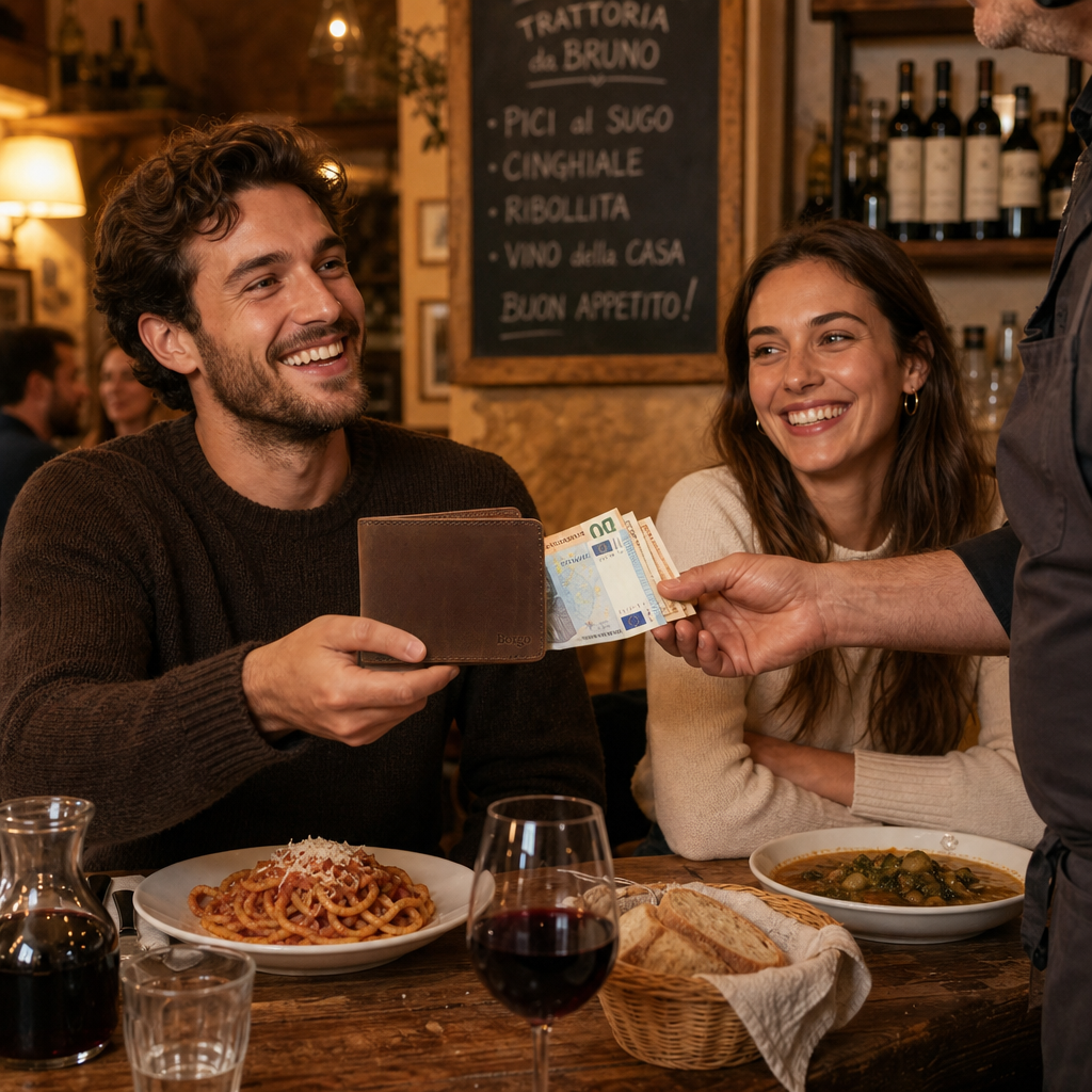 Shared moment with the Borgo Italian Full-Grain Bifold Wallet