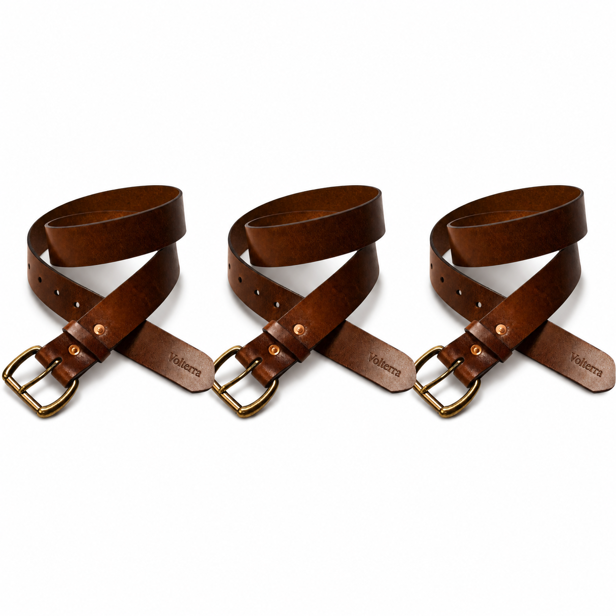 Volterra Italian Leather Belt + Solid Brass Buckle