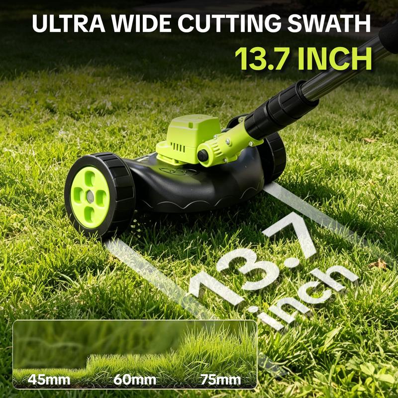 SEESE PRO Wheeled Weed Wacker — Metal Blade, Two Batteries