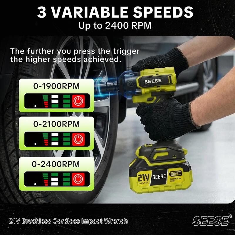 SEESE PRO 3-in-1 Impact Wrench — 590 ft-lbs, Drill and Driver
