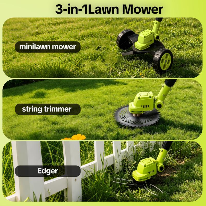 SEESE PRO Wheeled Weed Wacker — Metal Blade, Two Batteries
