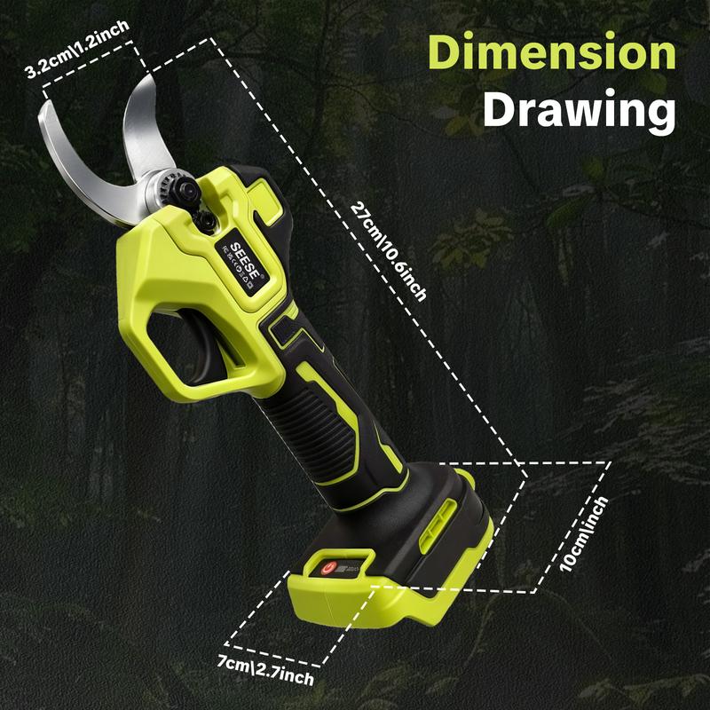 SEESE PRO Electric Pruning Shears, One-Hand Trigger, Two 21V Batteries
