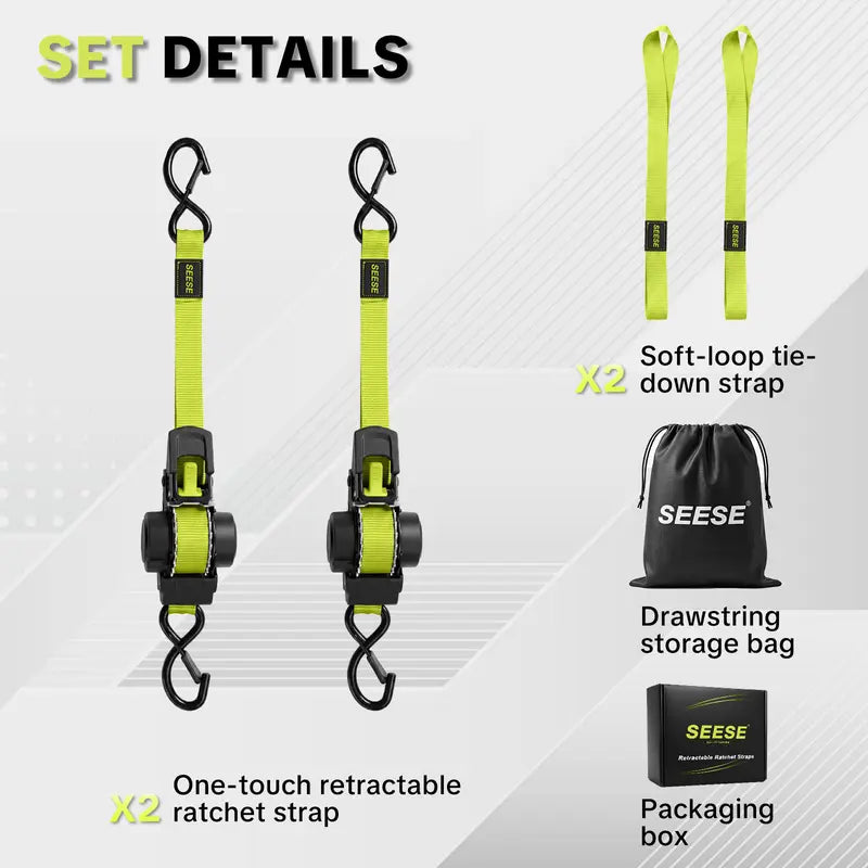 SEESE PRO Retractable Ratchet Straps