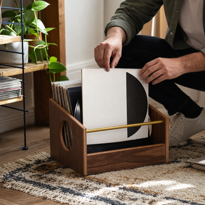 Sidetracked Workshop Solid Walnut Vinyl Crate