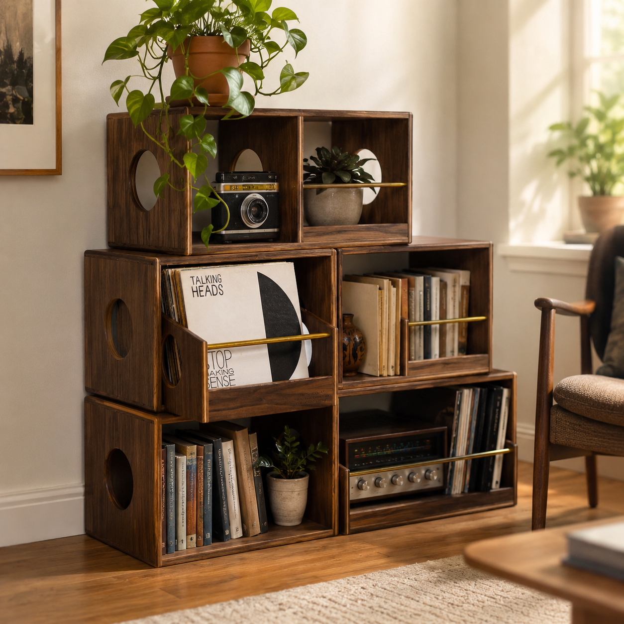 Sidetracked Workshop Solid Walnut Vinyl Crate